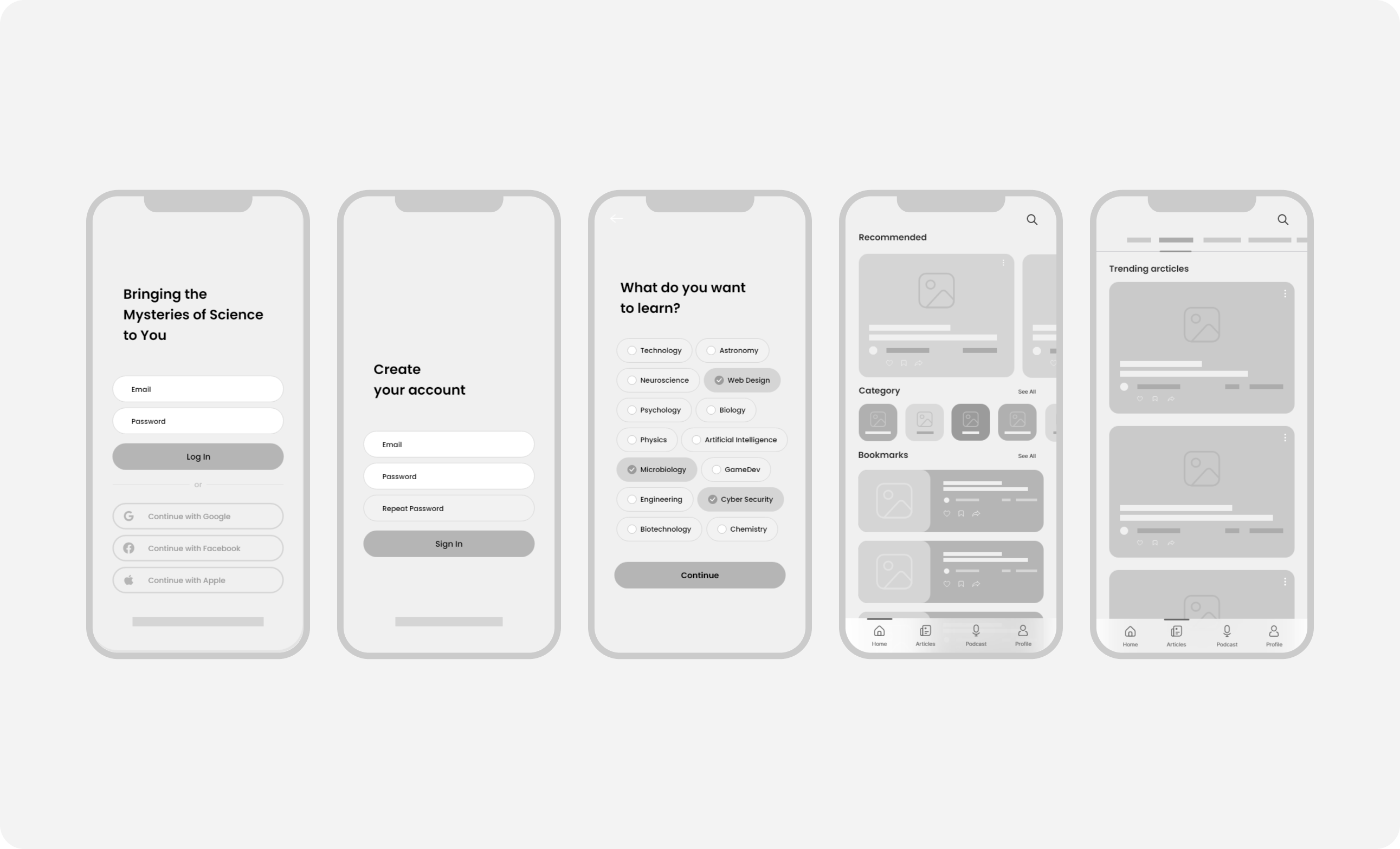 Low Fidelity Wireframes